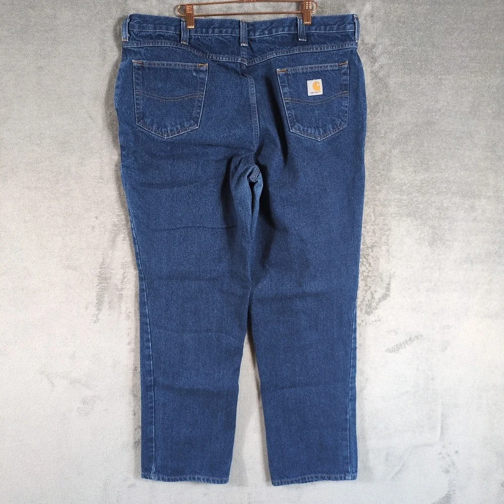 Carhartt Mens Relaxed Fit Straight Leg Dark Wash Blue Denim Jeans 40x34 Workwear